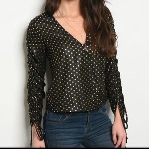 Black and Gold Polka Dot Blouse